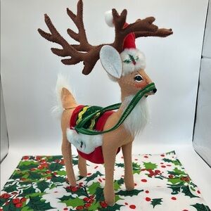 Annalee Festive Reindeer with mail saddle and Santa Hat